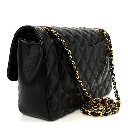 Chanel Lambskin Quilted Jumbo Double Flap Black 2 of 10