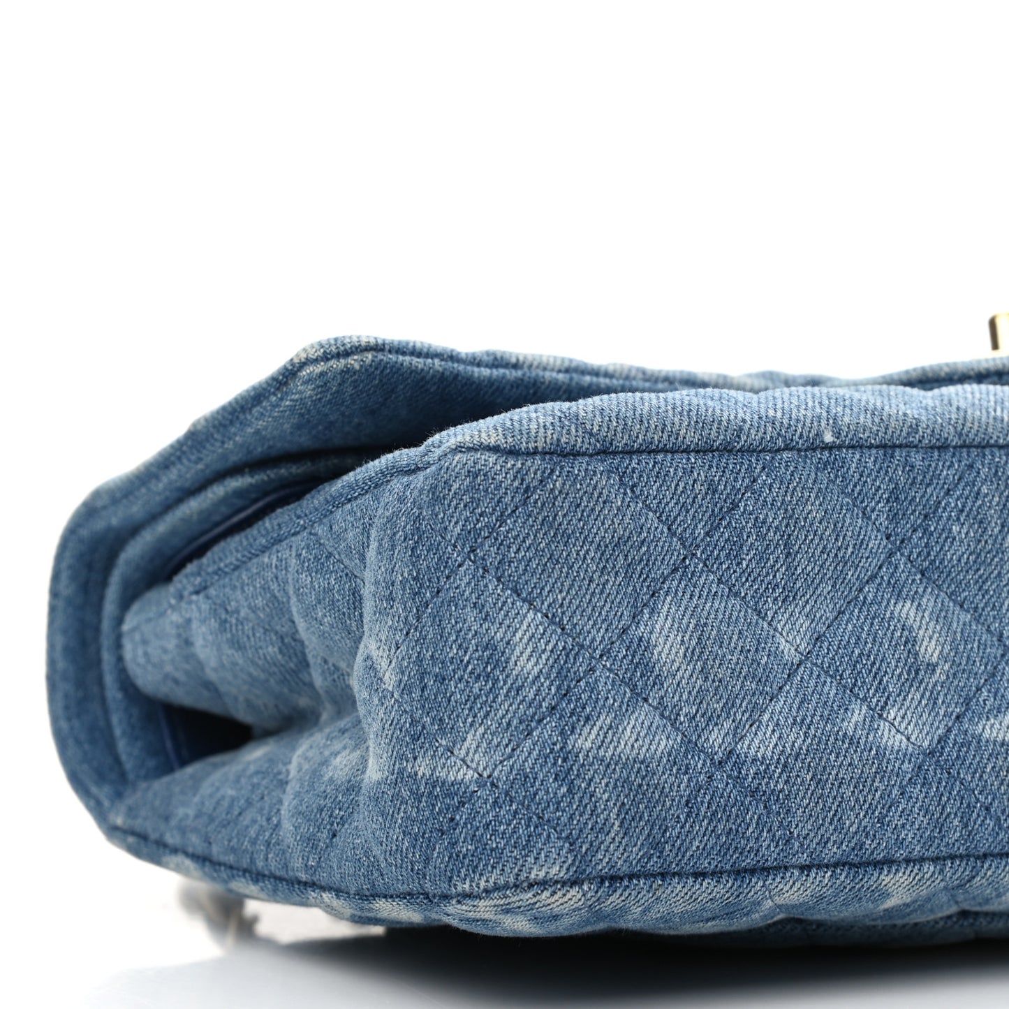 Denim Quilted Medium Double Flap Blue