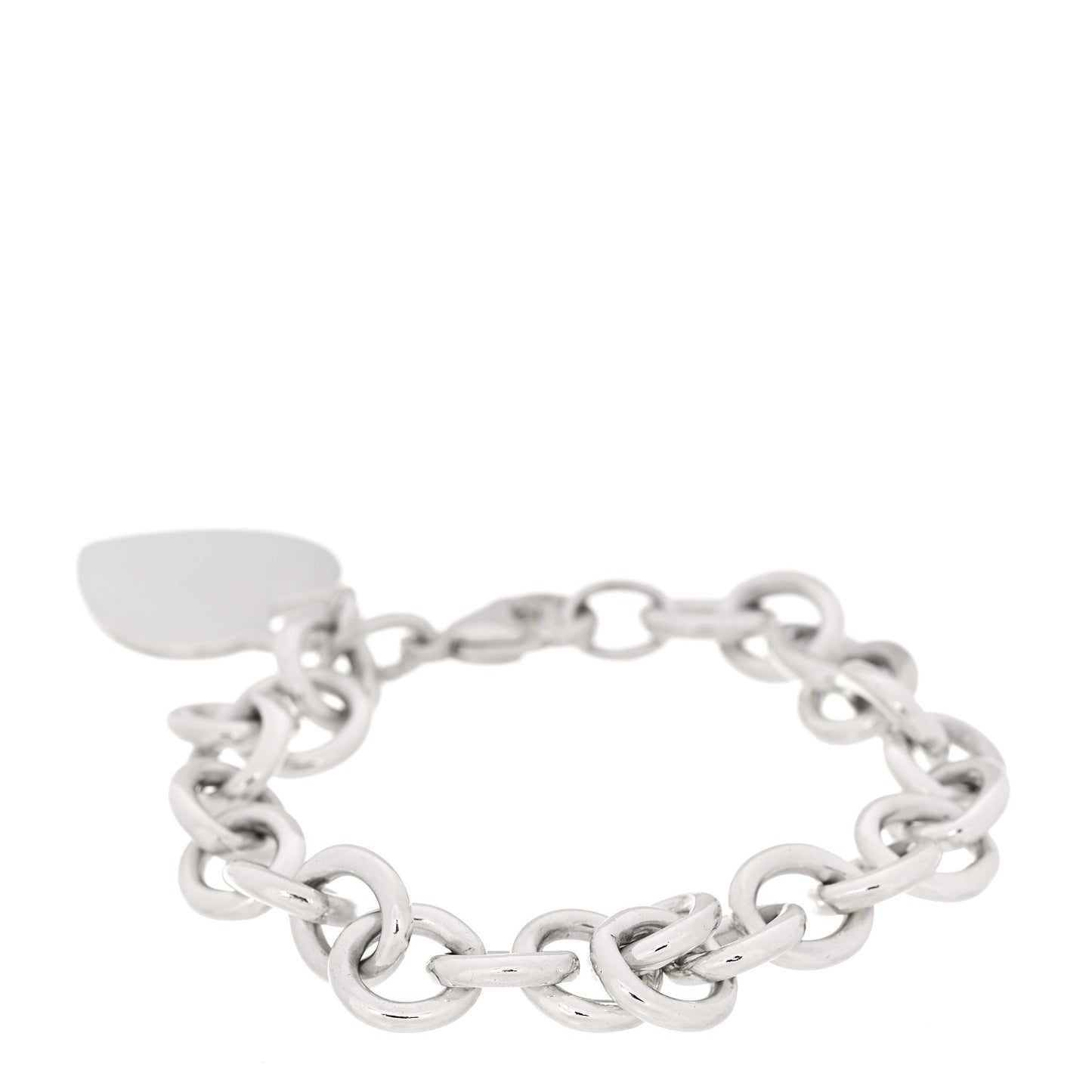 Sterling Silver Heart Tag Charm Bracelet