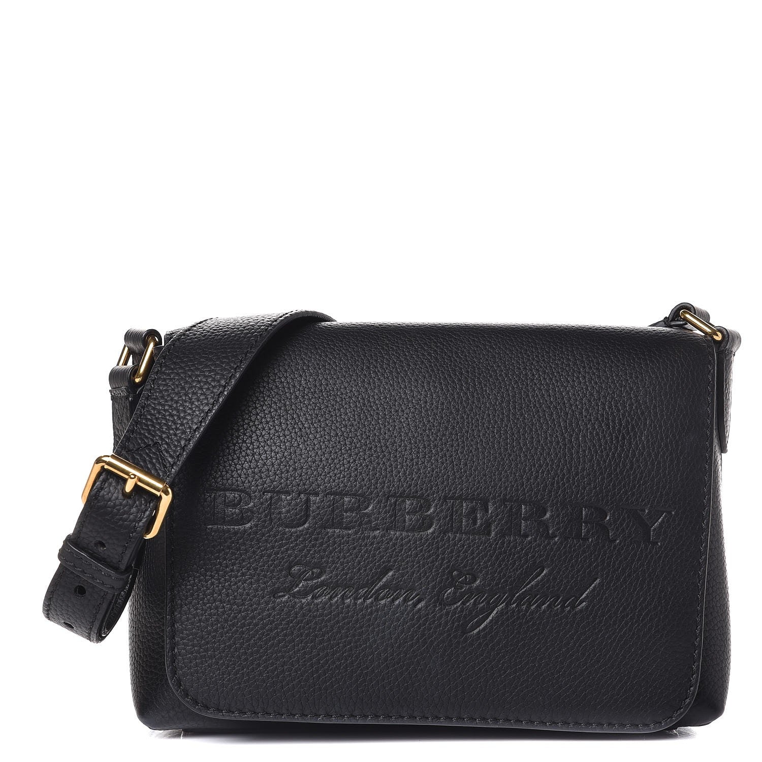 Burberry Grainy Calfskin Embossed Small Messenger Black 1 of 12