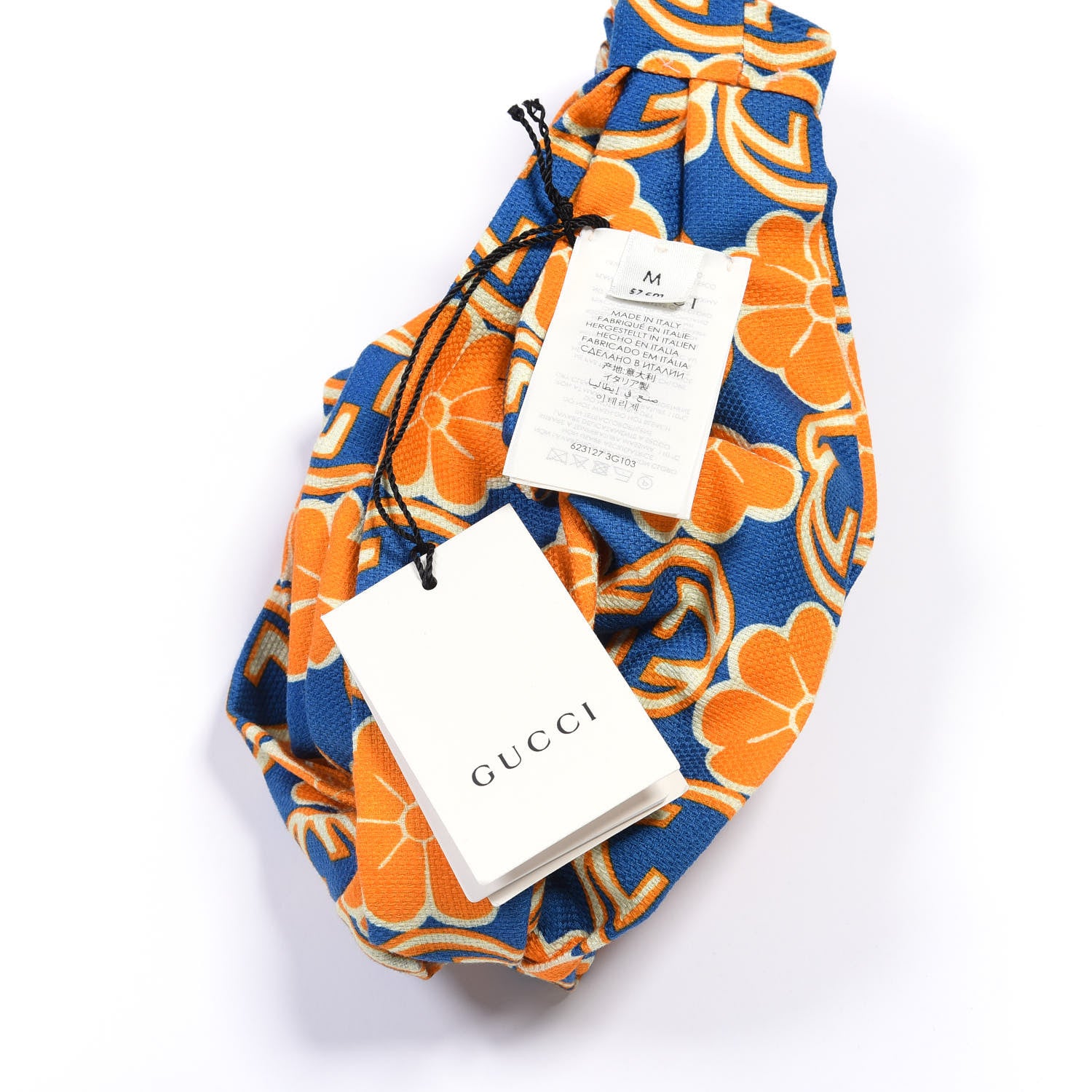 Gucci Cotton Knit Elastic Floral Headband M Sapphire Orange 2 of 3