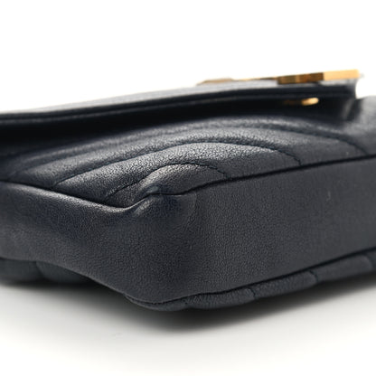 Saint Laurent Sheepskin Matelasse Chevron Monogram College Chain Wallet Deep Marine 8 of 15