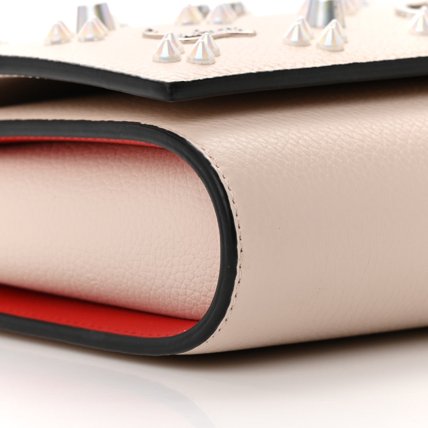 Christian Louboutin Grained Calfskin Spikes Loubinthesky Paloma Clutch Leche 10 of 15