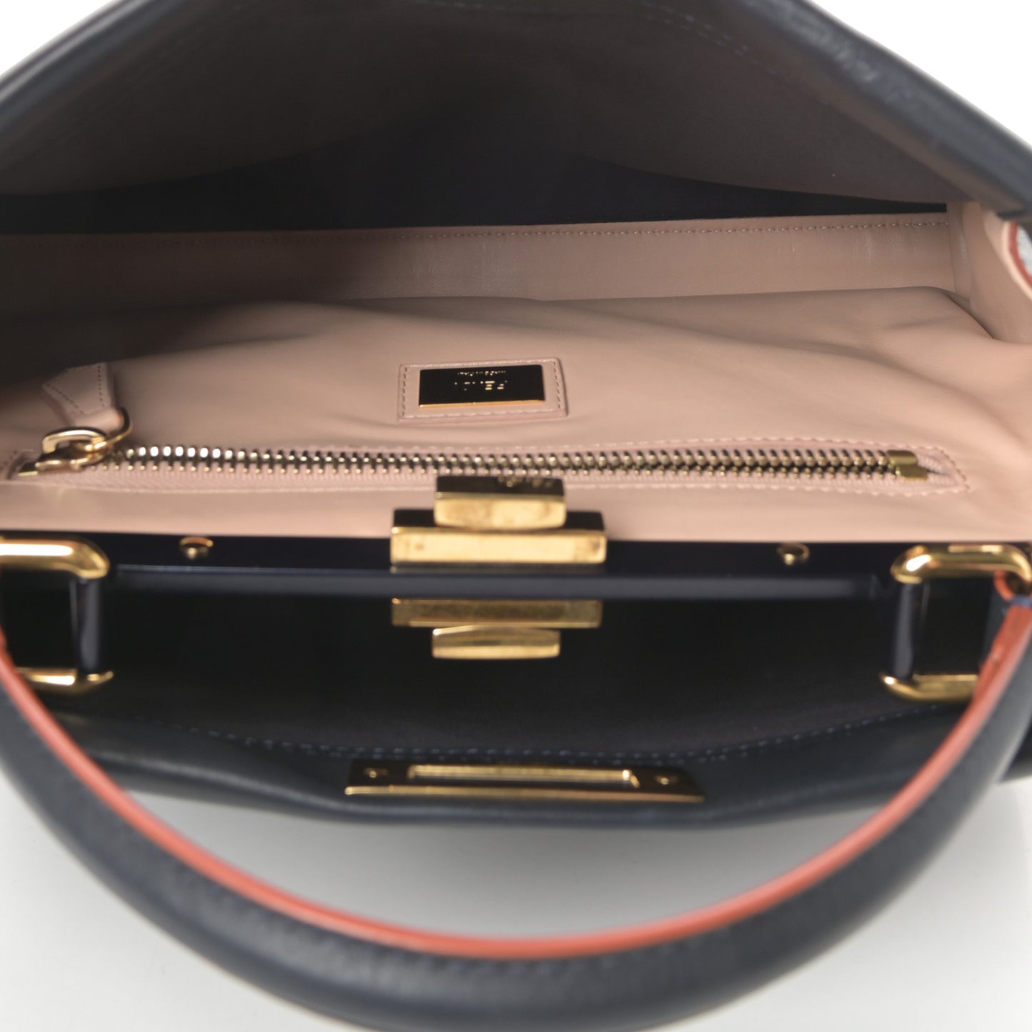 Vitello Seta Burro Medium Peekaboo Iconic Satchel Blue Notte Plaster