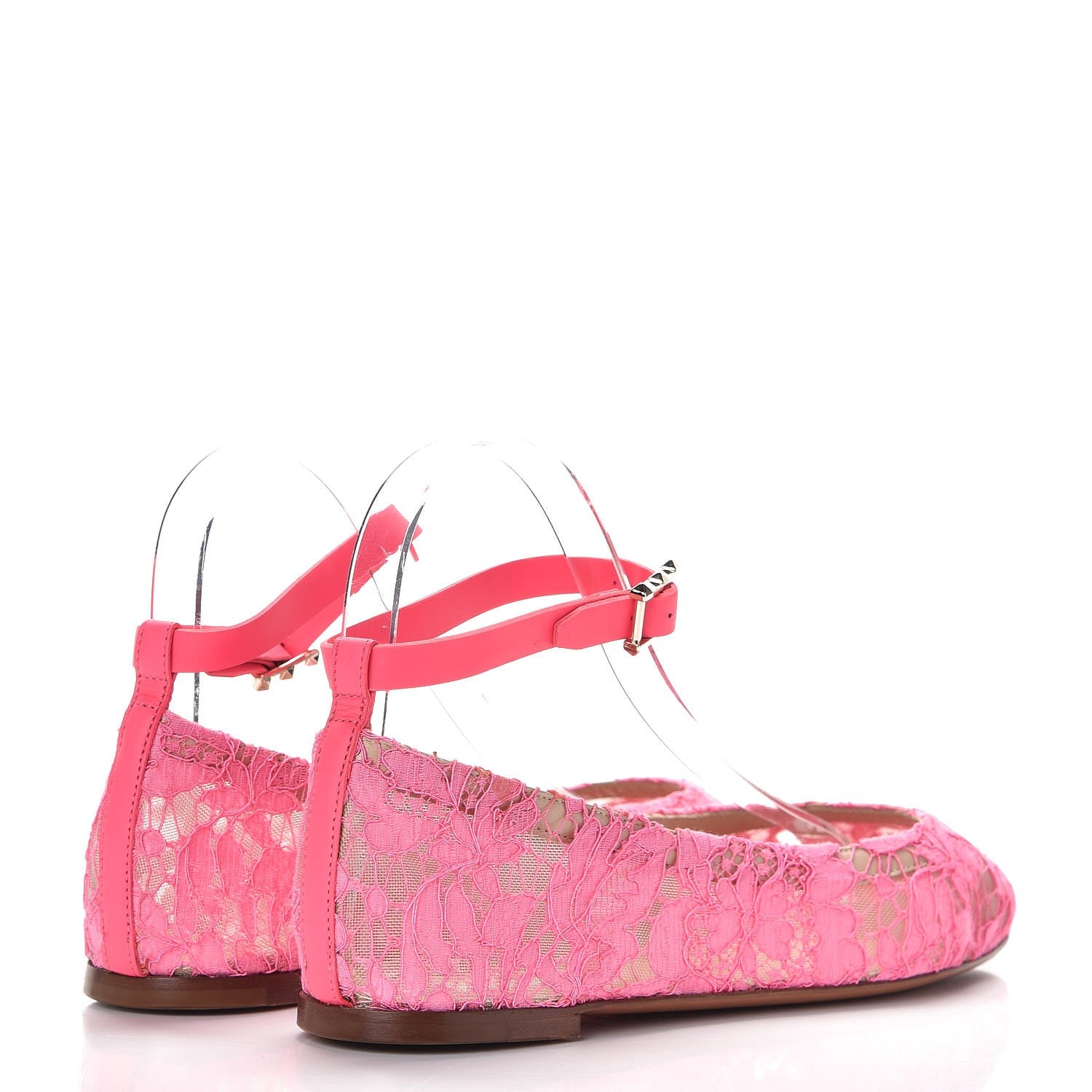 Valentino Garavani Lace Ankle Strap Ballerina Flats 37.5 Framboise 4 of 9