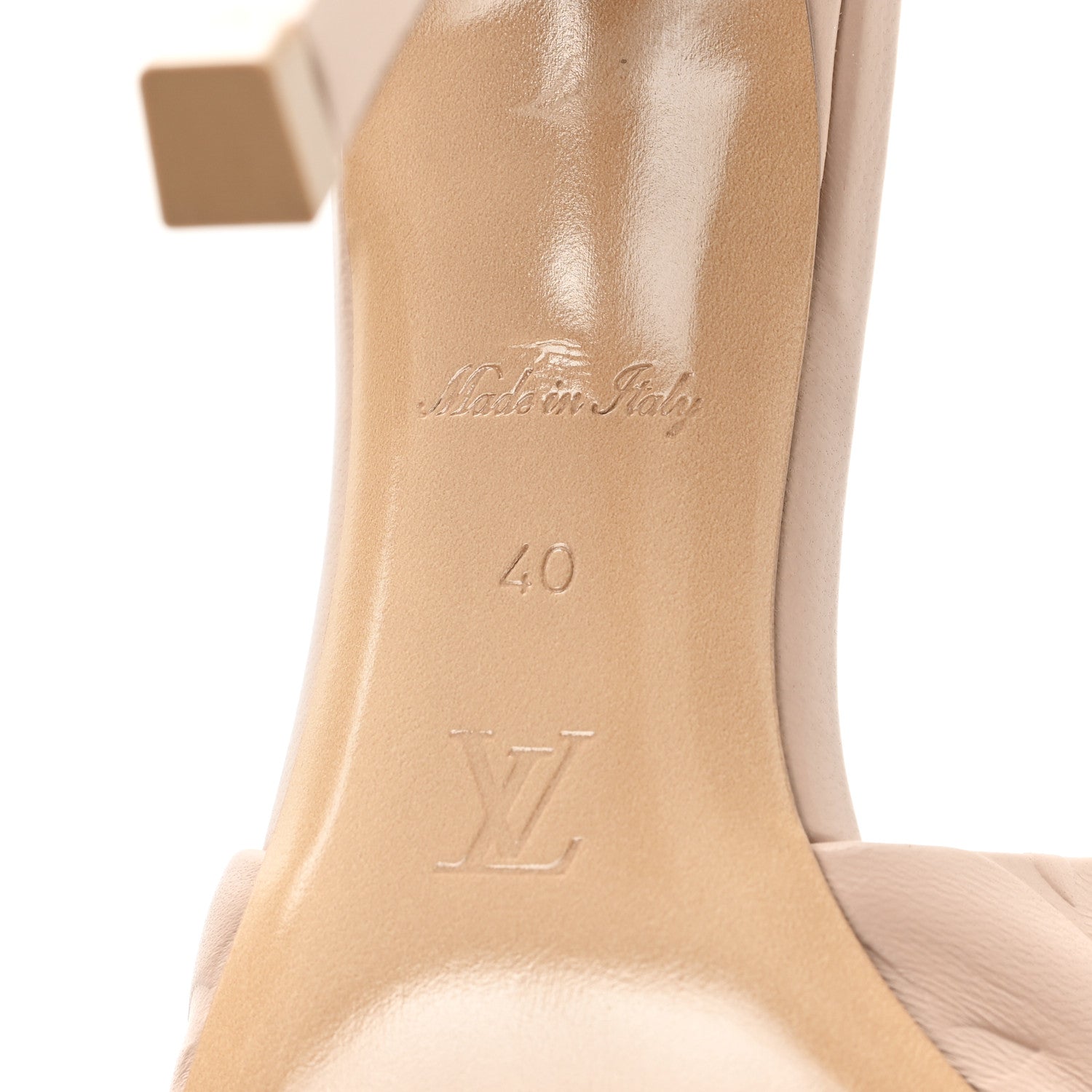Louis Vuitton Lambskin Embossed Monogram Revival High Heel Mules 40 Beige 7 of 10