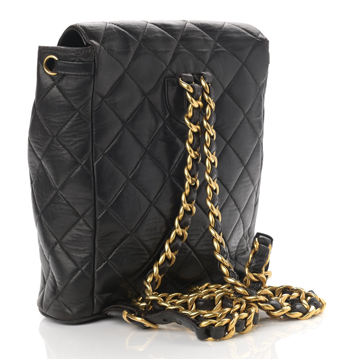 Chanel Lambskin Quilted Drawstring Backpack Black 2 of 13