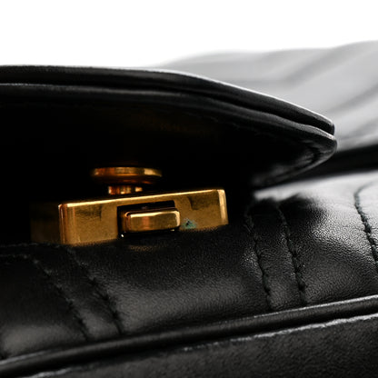 Gucci Calfskin Matelasse Medium GG Marmont Shoulder Bag Black 11 of 11