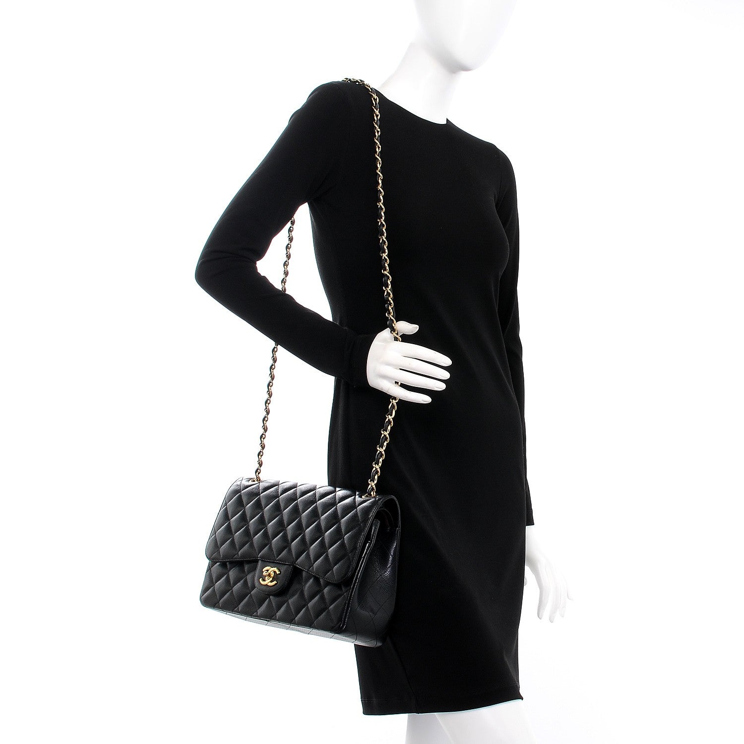 Chanel Caviar Quilted Jumbo Double Flap Black 2 of 8