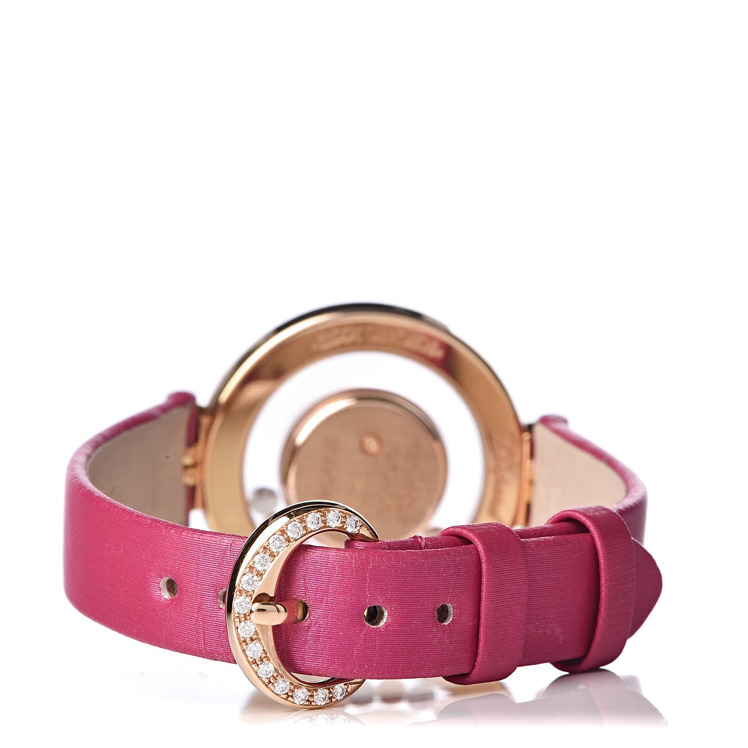 Chopard 18K Rose Gold Satin Diamond Pave Bezel Pink Sapphire Mother of Pearl 30mm Happy Diamonds Icons Quartz Watch 4 of 8