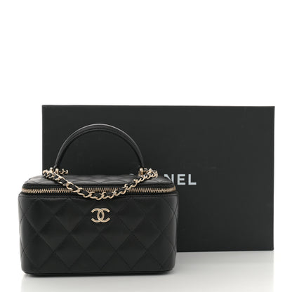 Chanel Lambskin Quilted Small Top Handle Vanity Case With Chain Black 12 of 12