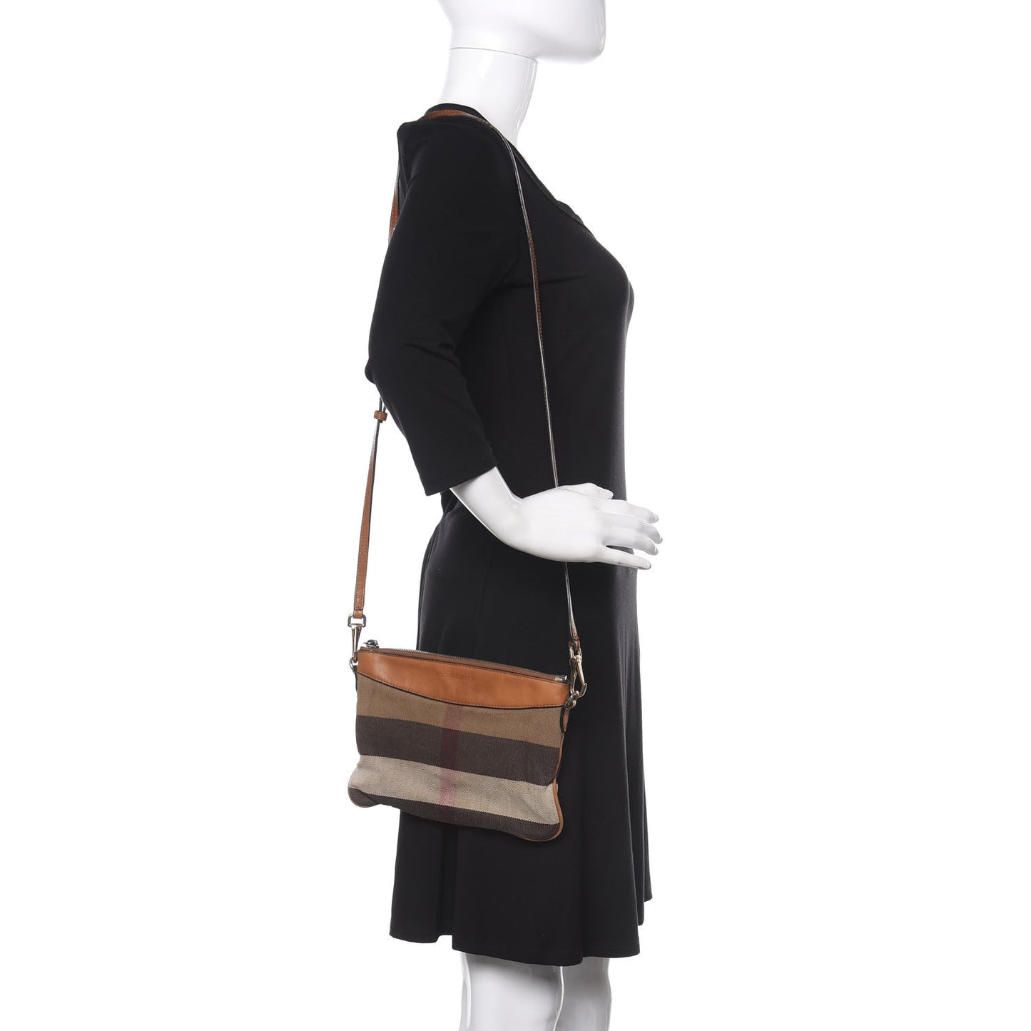 Mega Check Peyton Crossbody Clutch Bag Saddle Brown