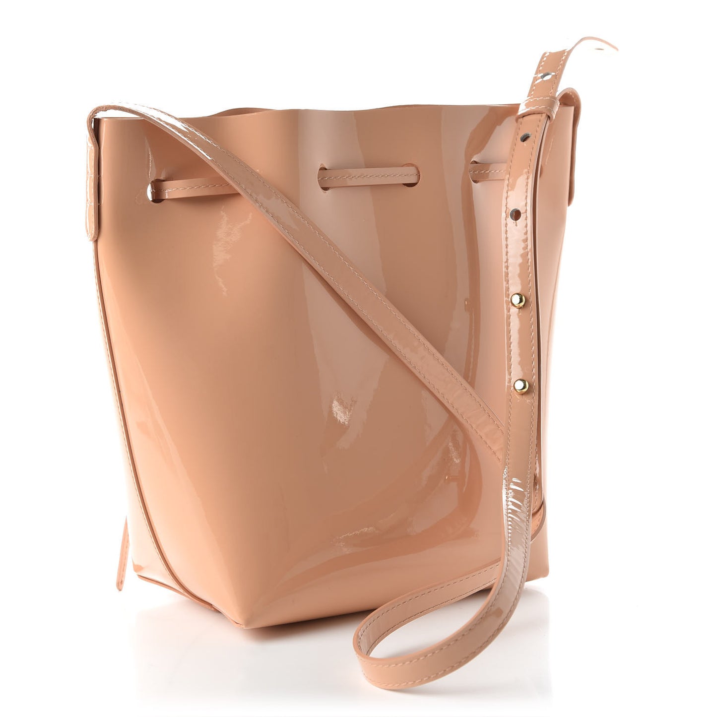 Patent Calfskin Mini Bucket Bag Rosa