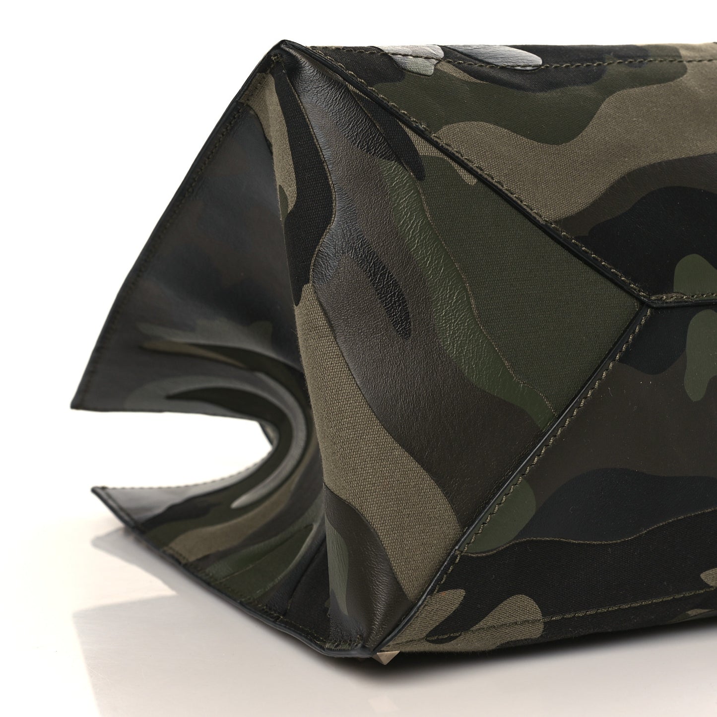 Nappa Canvas Camo Medium Rockstud Soft Tote Green