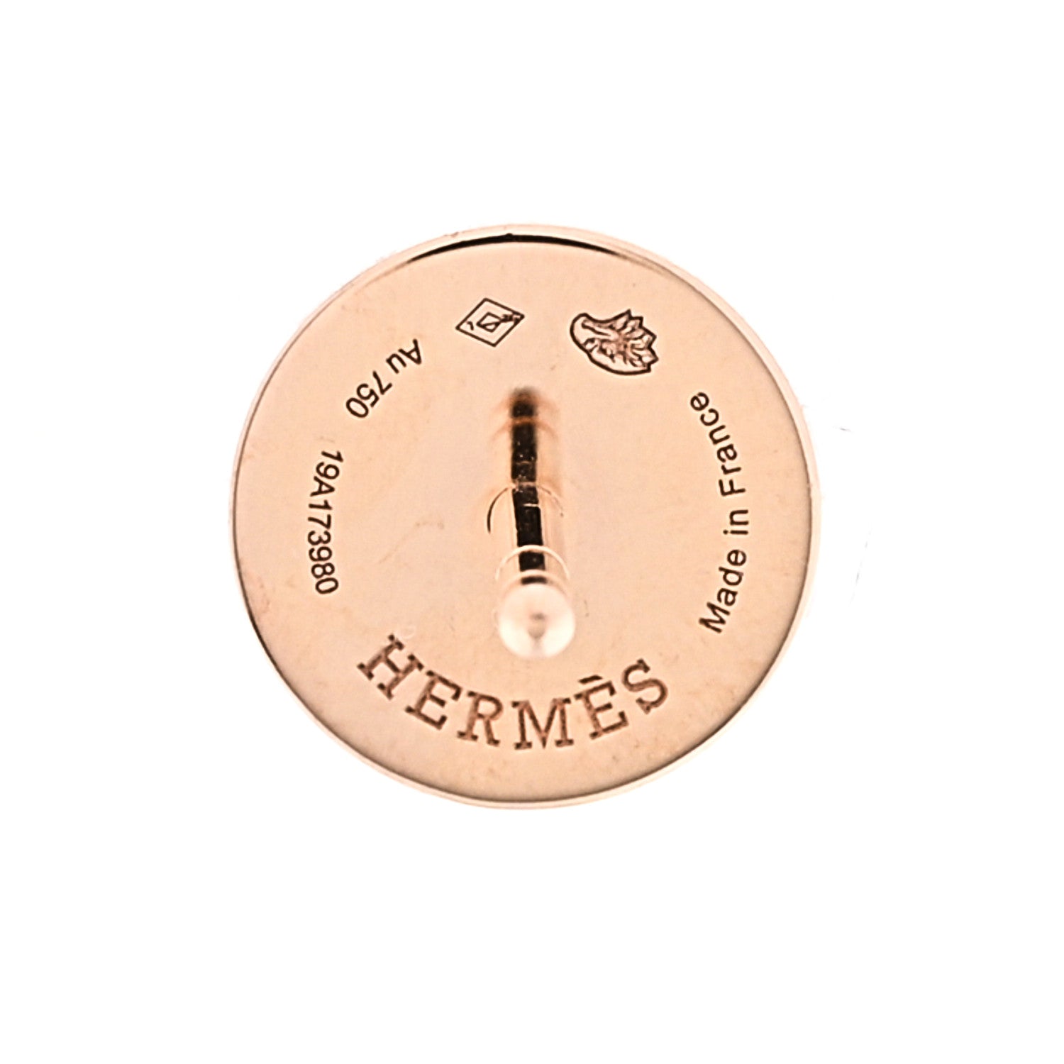 Hermes 18K Rose Gold TPM Ex-Libris Stud Earrings 4 of 5