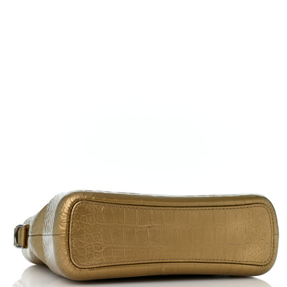 Chanel Metallic Calfskin Crocodile Embossed Medium Gabrielle Cocodile Hobo Gold 4 of 14