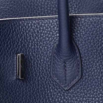 Hermes Taurillon Clemence Birkin 35 Bleu Saphir 23 of 38