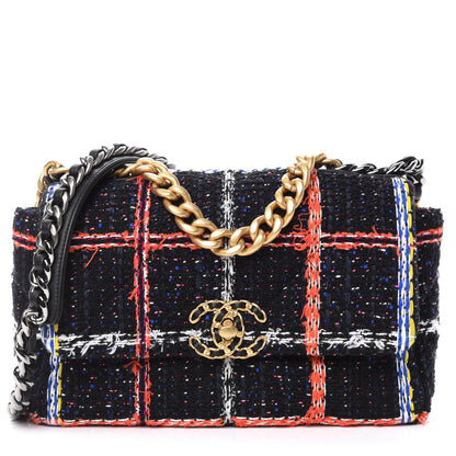Chanel Tweed Quilted Medium Chanel 19 Flap Black Multicolor 1 of 11