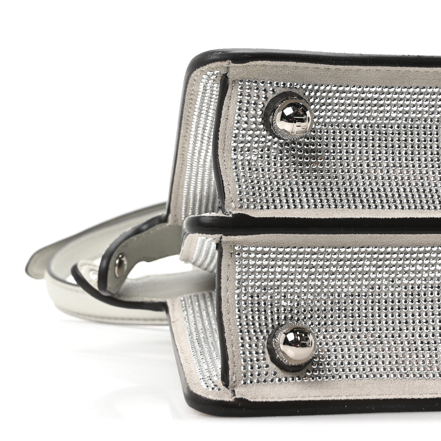 Fendi Iridescent Crystal Vitello Laminato Suede FF Petite Peekaboo