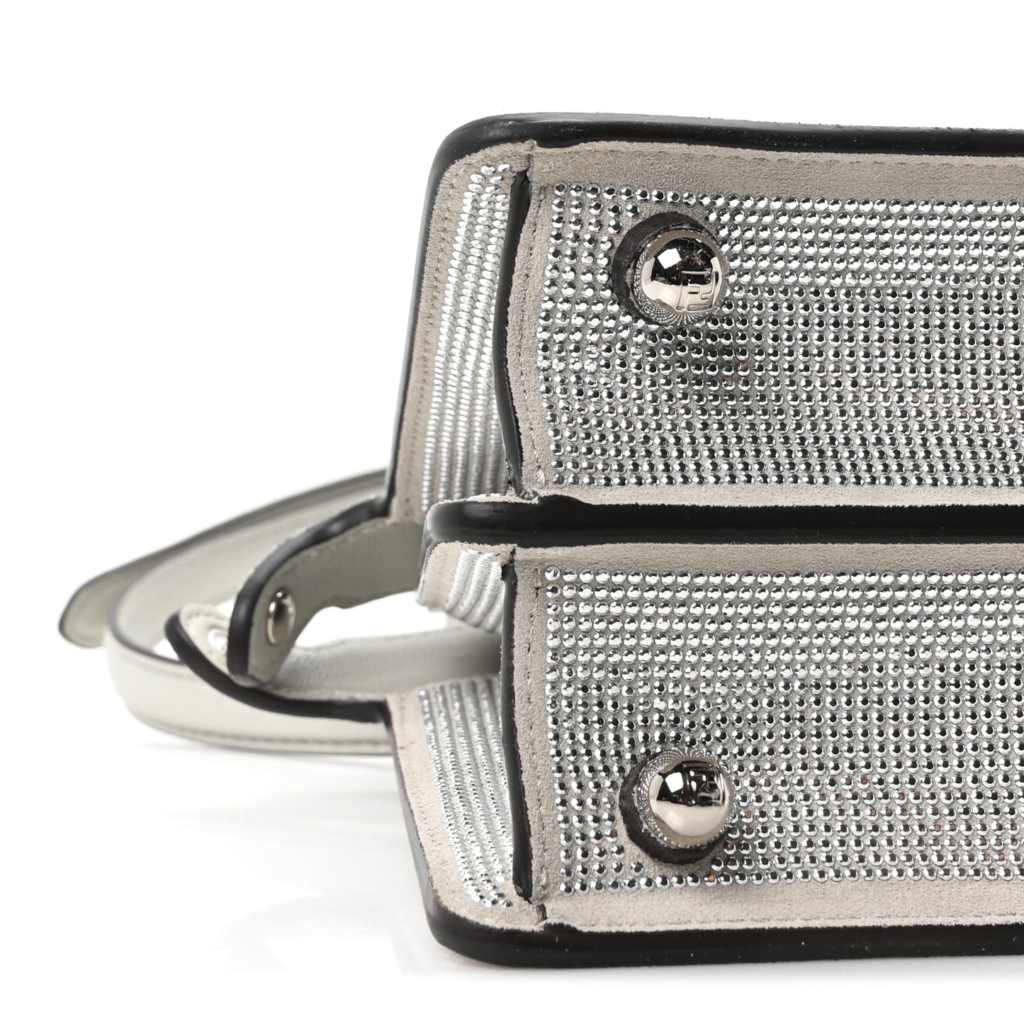 Iridescent Crystal Vitello Laminato Suede FF Petite Peekaboo I SEE U Satchel Cappuccino