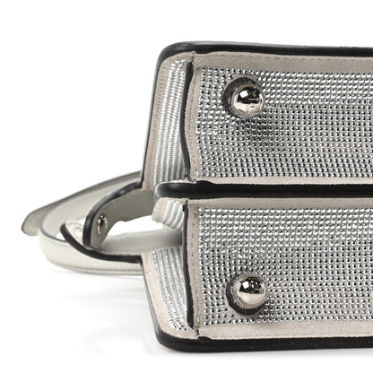 Fendi Iridescent Crystal Vitello Laminato Suede FF Petite Peekaboo I SEE U Satchel Cappuccino 8 of 9