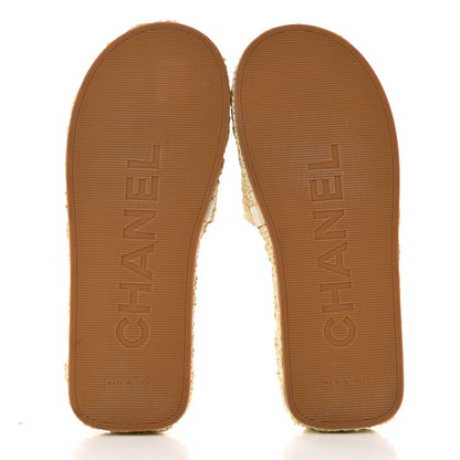 Chanel Raffia CC Espadrille Slip On Sandals 39 Beige 5 of 9