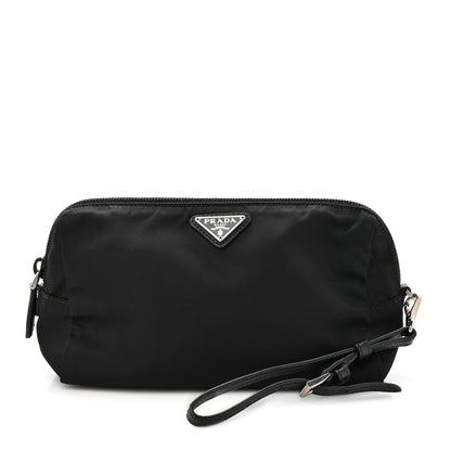 Prada Tessuto Nylon Vela Saffiano Necessaire Wristlet Pouch Black 1 of 6
