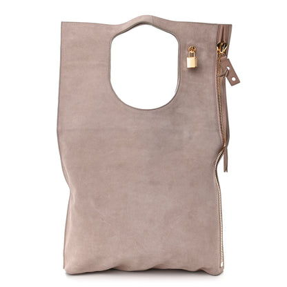 Tom Ford Suede Large Alix Padlock Zip Shoulder Bag Blush Nude 3 of 10
