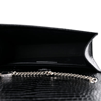 Saint Laurent Calfskin Crocodile Embossed Medium Classic Monogram Kate Tassel Satchel Black 5 of 9