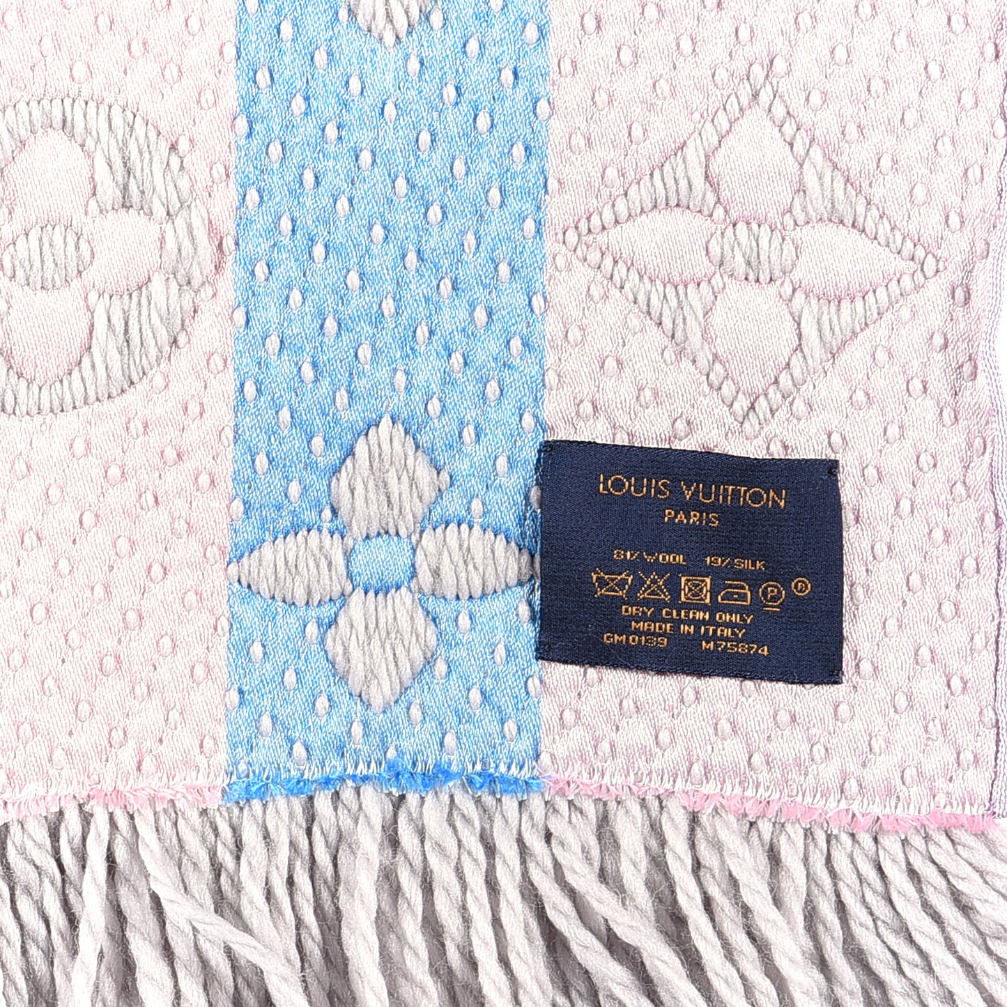 Wool Silk Logomania Scarf Pearl Grey