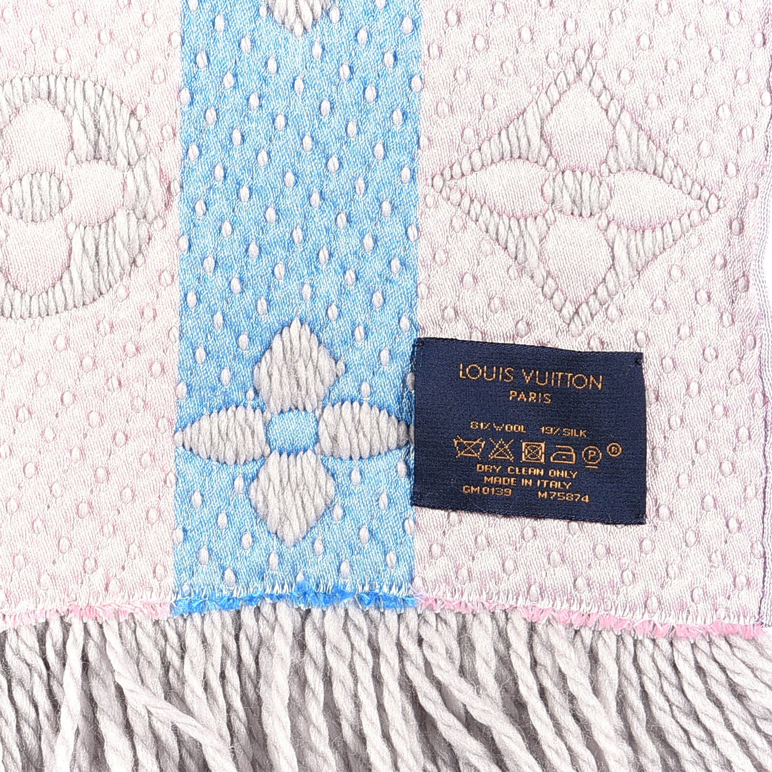 Louis Vuitton Wool Silk Logomania Scarf Pearl Grey 3 of 3