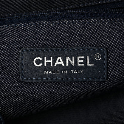 Chanel Mixed Fibers Lambskin Venise Biarritz Drawstring Bucket Bag Blue White 6 of 10