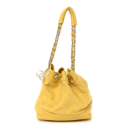 Chanel Calfskin Contrast Stitch Surpique Bucket Bag Yellow 1 of 10