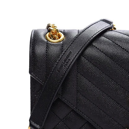 Saint Laurent Grain De Poudre Textured Mixed Matelasse Triquilt Medium Monogram Satchel Black 10 of 10