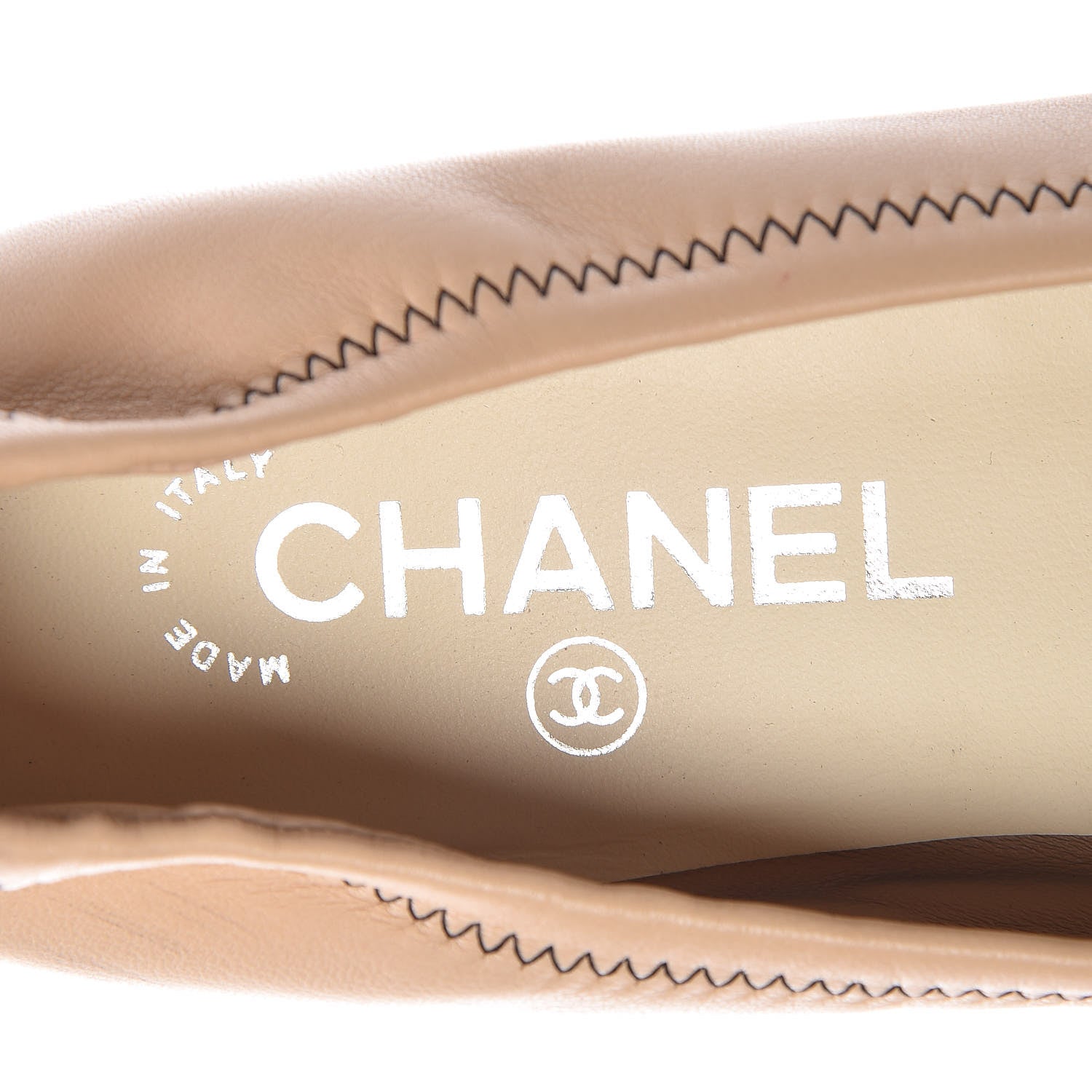 Chanel Lambskin CC Elastic Cap Toe Ballerina Flats 39 Beige Black 6 of 11