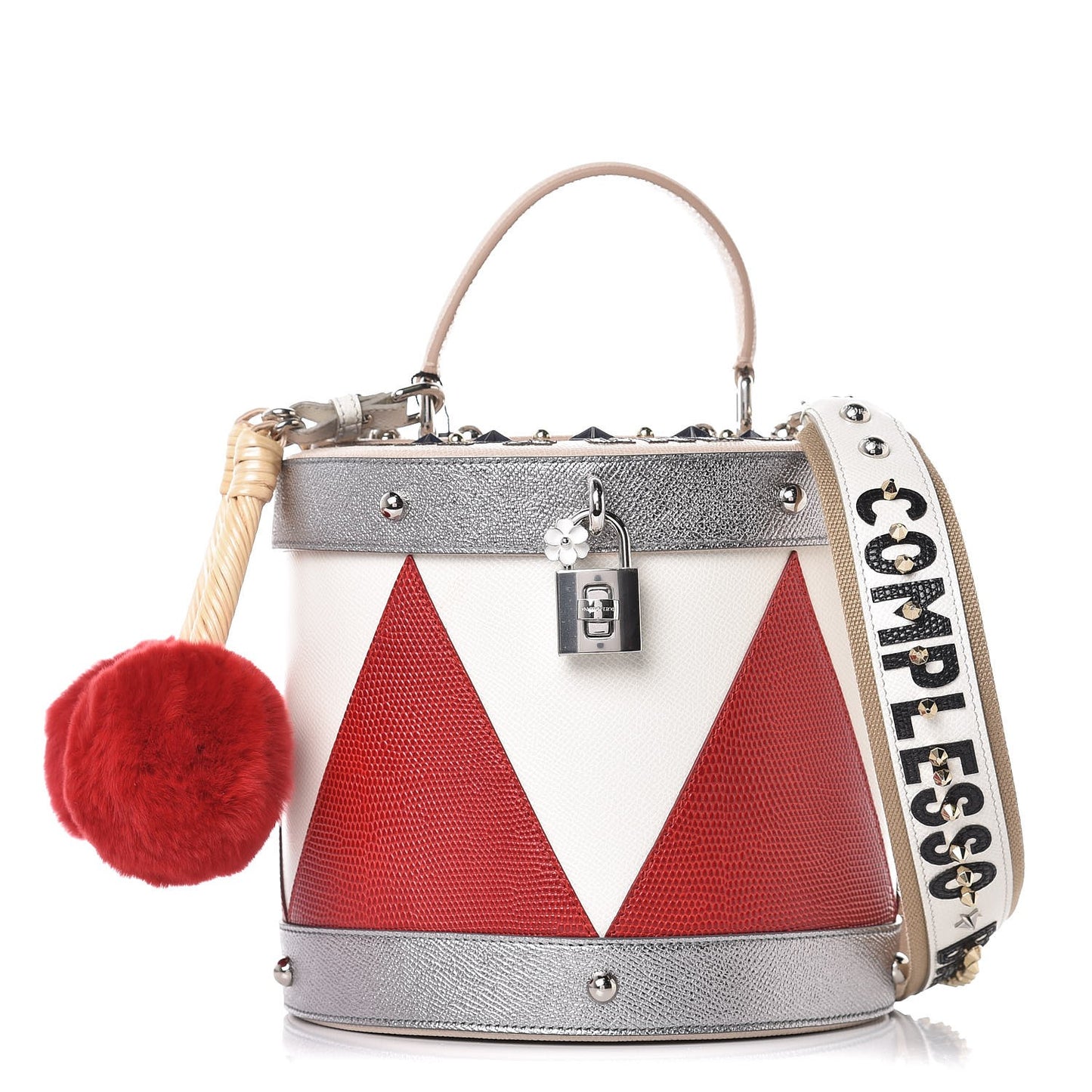 Dauphine Lizard Fur Dolce Drum Satchel