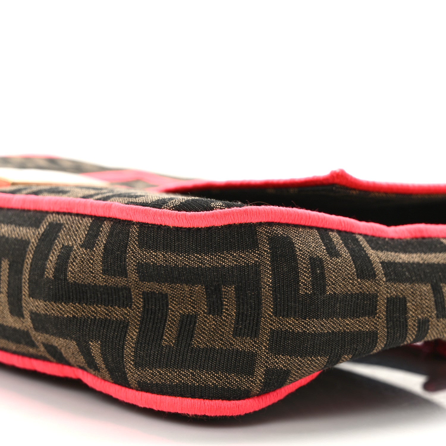 Fendi Fabric Jacquard FF 1974 Large Baguette Tobacco Moro Fuxia Fluo 9 of 9