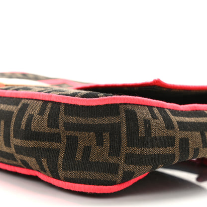 Fendi Fabric Jacquard FF 1974 Large Baguette Tobacco Moro Fuxia Fluo 9 of 9