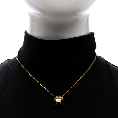 Hermes Lacquered Gold Pop H Pendant Necklace Black 2 of 6