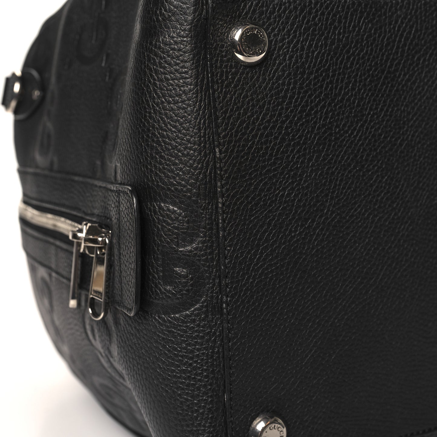 Piuma Calfskin Jumbo GG Embossed Large Duffle Bag Black