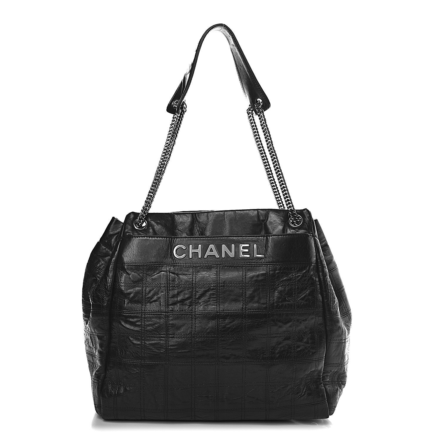 Chanel Lambskin Square Stitched Lax Accordion Shoulder Bag Black 1 of 10