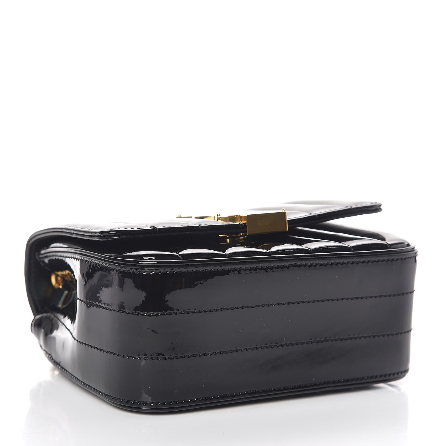 Saint Laurent Patent Calfskin Matelasse Monogram Small Vicky Chain Bag Black 4 of 8