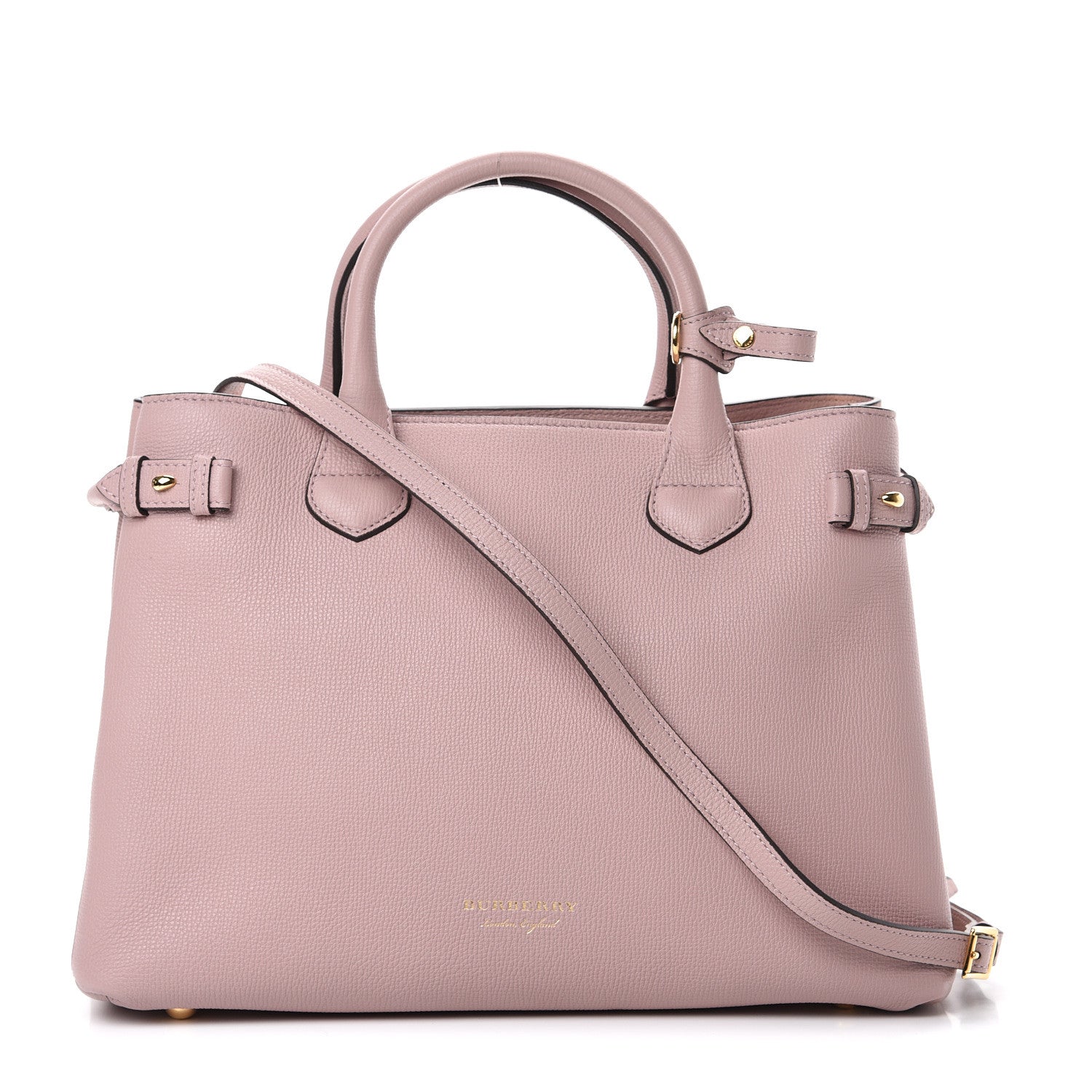 Burberry Grainy Calfskin House Check Medium Banner Tote Pale Orchid 1 of 9