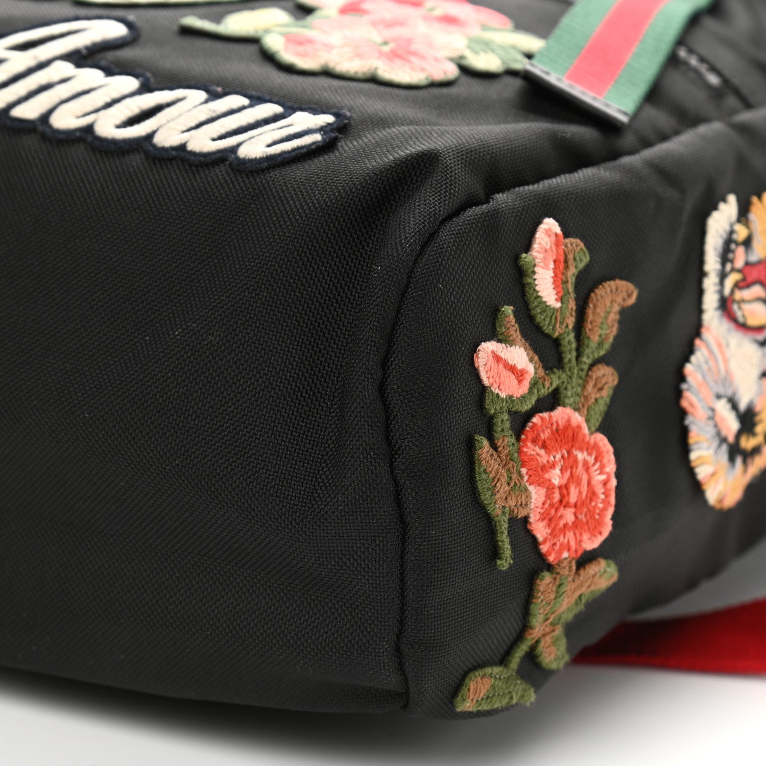 Gucci Techno Canvas Web L'Aveugle Par Amour Embroidered Double Buckle Backpack Black 10 of 12