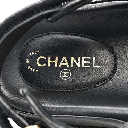 Chanel Grained Calfskin Velcro Dad Sandals 40 Black 7 of 9