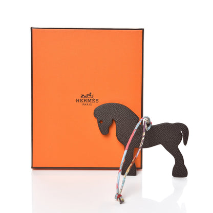 Hermes Epsom Togo Petit H Bag Charm Horse GM Gris Mouette 4 of 4