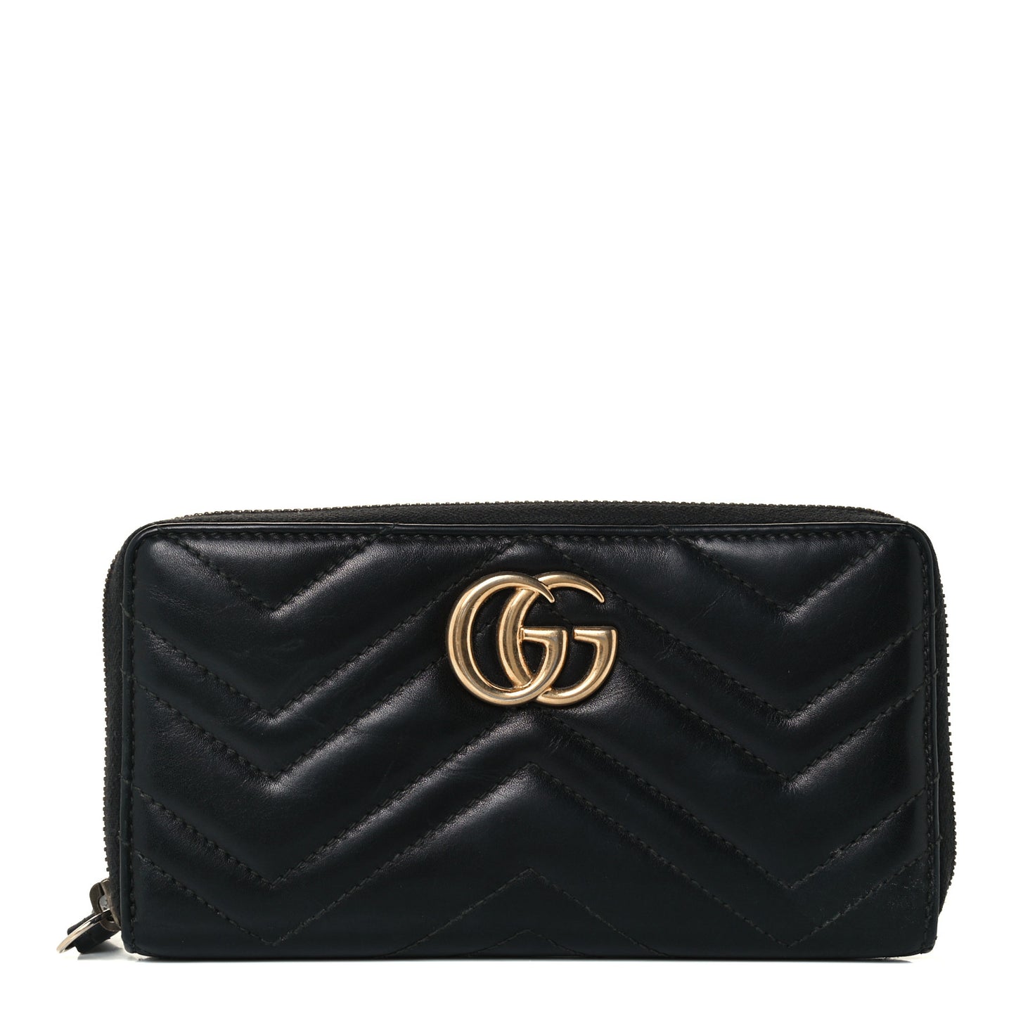 Calfskin Matelasse GG Marmont Zip Around Wallet Black