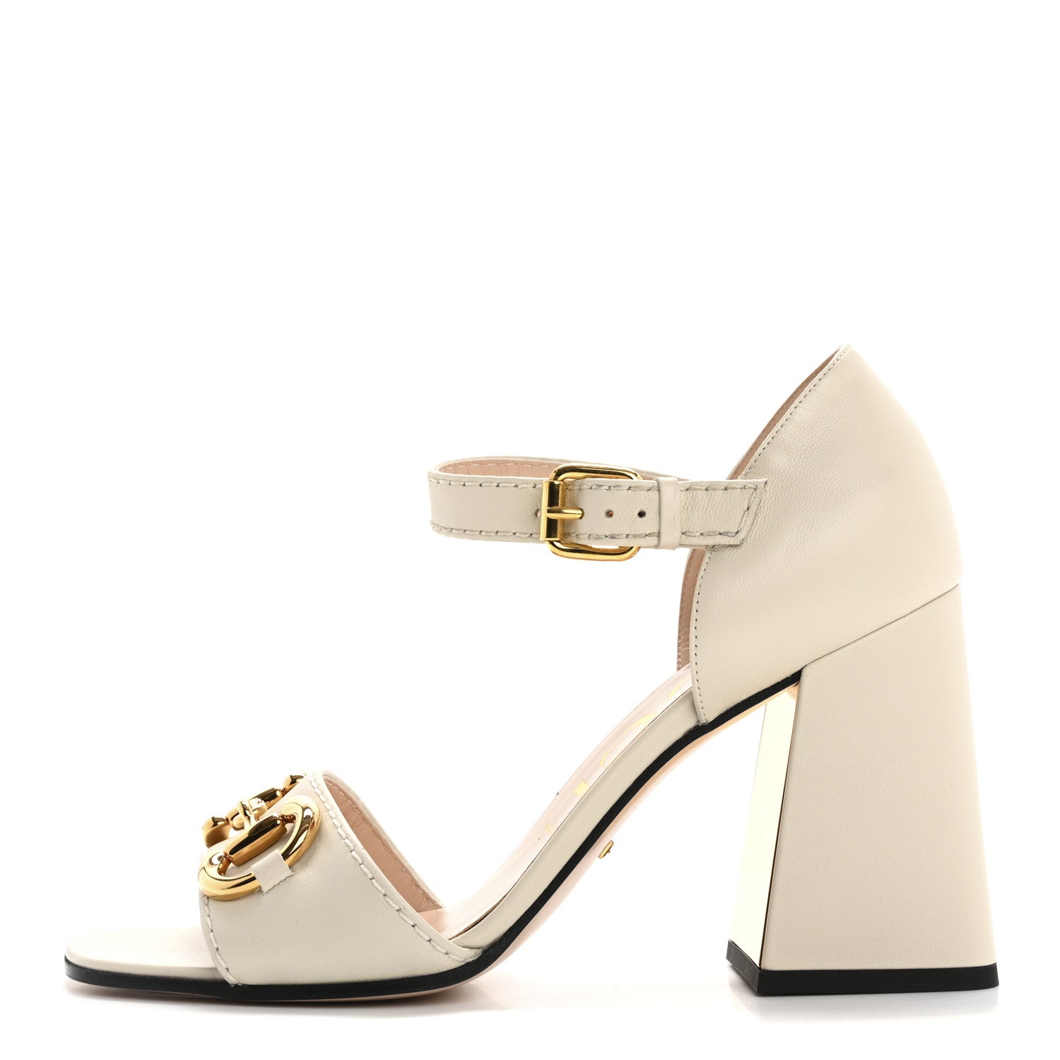 Gucci Nappa Horsebit Cross Strap 95mm Sandals 39 Mystic White 1 of 11