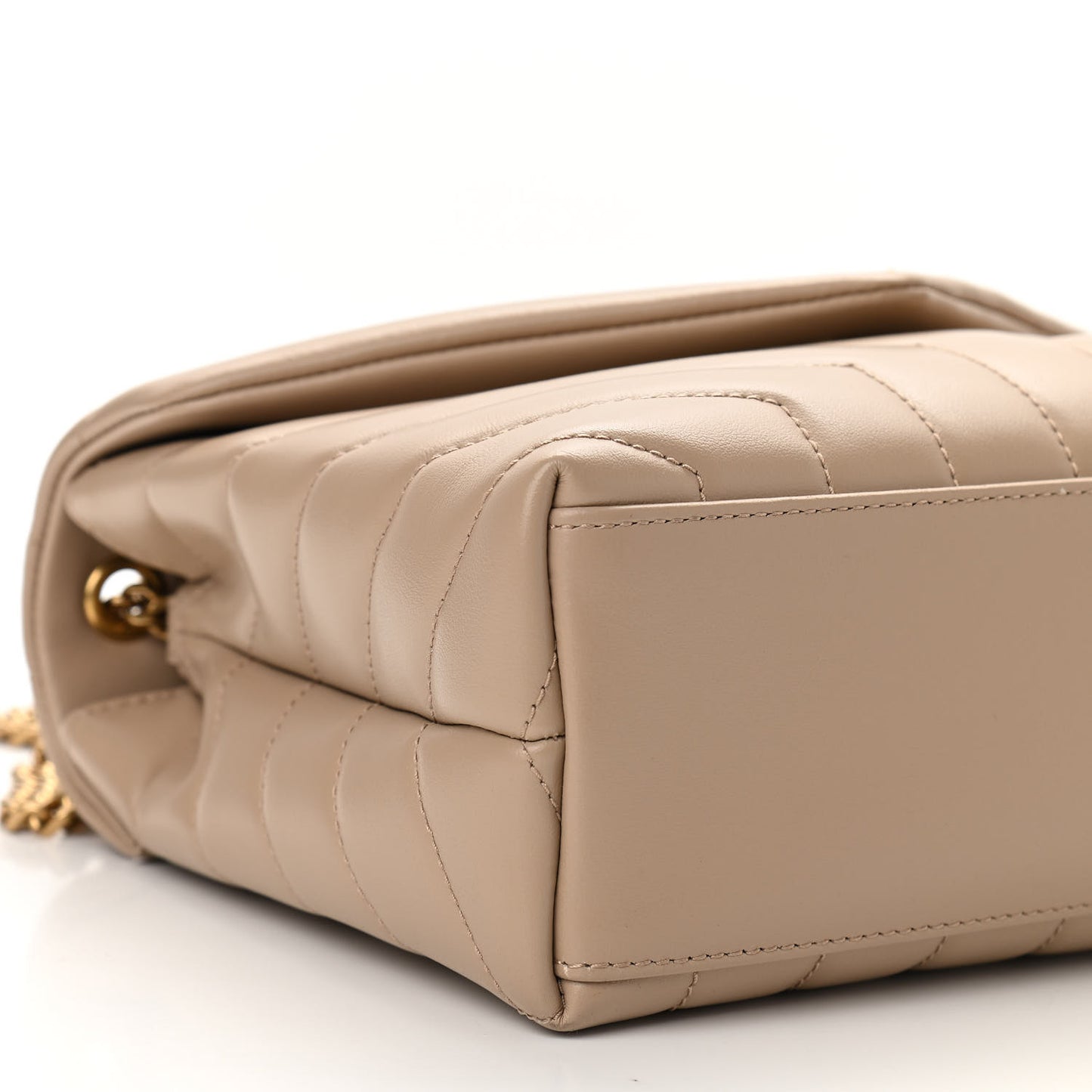 Calfskin Y Quilted Monogram Small Loulou Chain Satchel Dark Beige