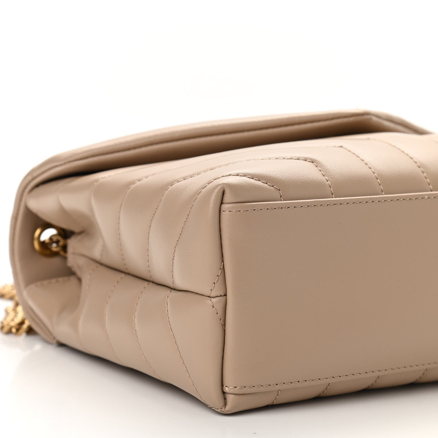 Saint Laurent Calfskin Y Quilted Monogram Small Loulou Chain Satchel Dark Beige 8 of 9